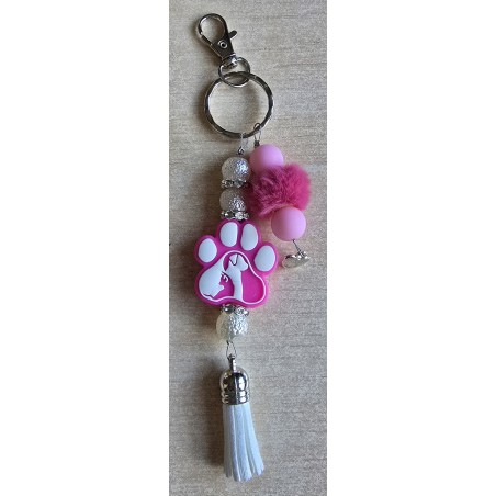 Schlüsselanhänger Pfote/pink/weiss