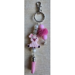Schlüsselanhänger Schwein lachend/rosa/pink