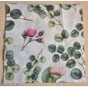 Serviette Blätter grün/Blumen pink
