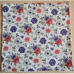 Serviette Blumen blau/rot/weiss
