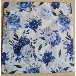 Serviette Blumen blau/hellblau