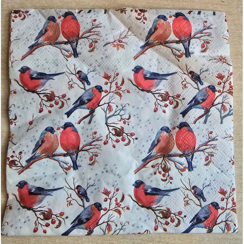 Serviette Vögel rot/coralle