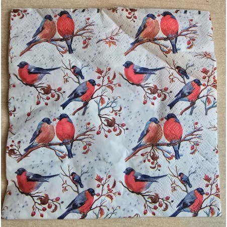 Serviette Vögel rot/coralle