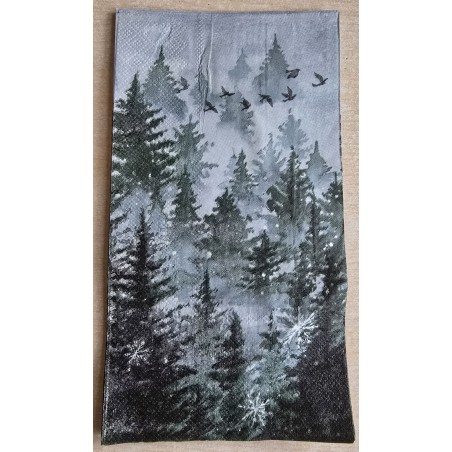 Serviette Wald/Vögel