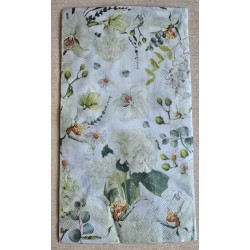 Serviette Blumen grün/weiss