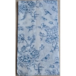 Serviette Rosen/Blumen dunkelblau