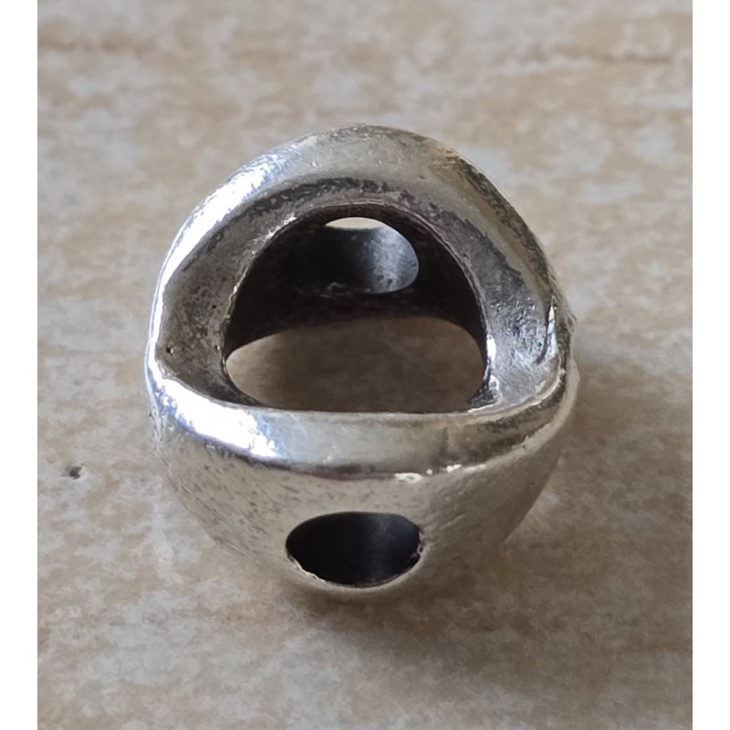Metall Perle silberfarbig rund/gewölbt