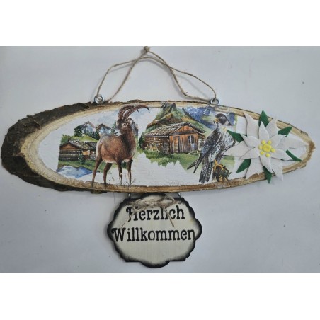 Schild " Herzlich Willkommen " Steinbock/Falke