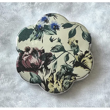 Kunststoff Perle silberfarbig Blume magenta/grün