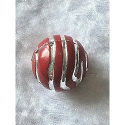 Kunststoff Perle rot/silber