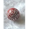 Kunststoff Perle rot/silber Blumenmuster