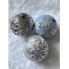 Kunststoff Perle hellblau/silber Muster