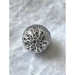 Kunststoff Perle schwarz/silber Muster