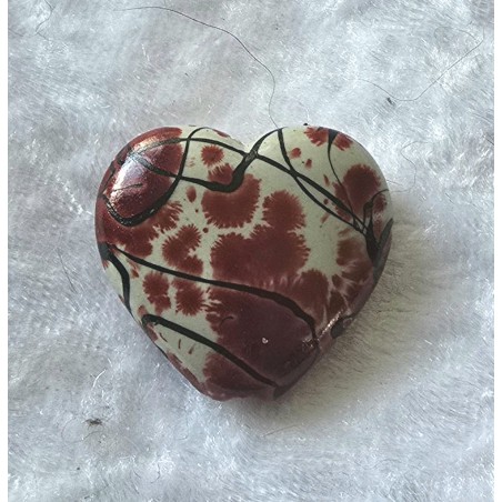 Kunststoff Perle Herz beige/rot
