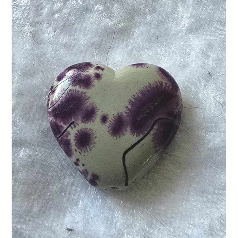 Kunststoff Perle Herz beige/violette