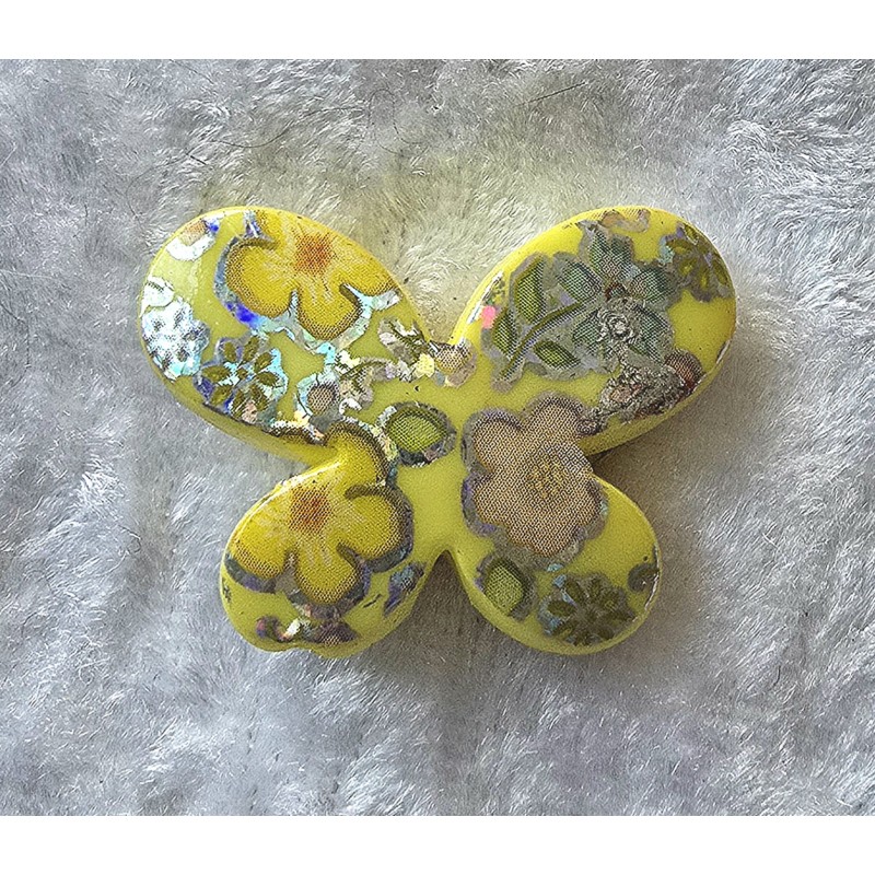 Kunststoff Perle Schmetterling gelb/glitzer