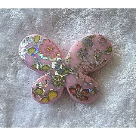 Kunststoff Perle Schmetterling rosa/glitzer