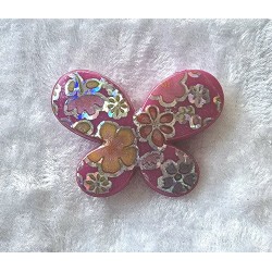 Kunststoff Perle Schmetterling pink/glitzer