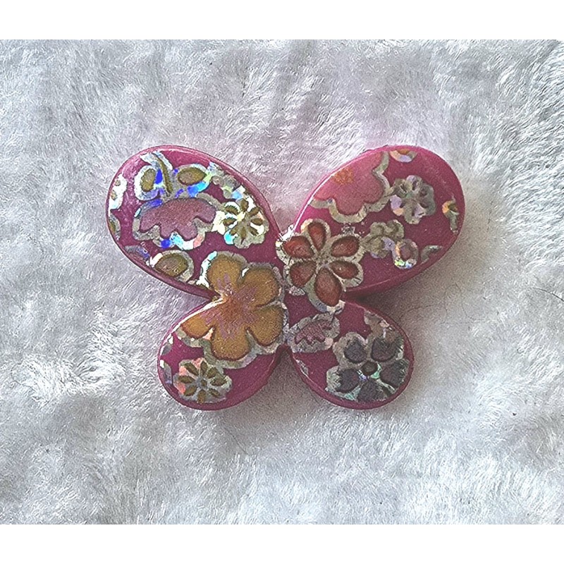 Kunststoff Perle Schmetterling pink/glitzer