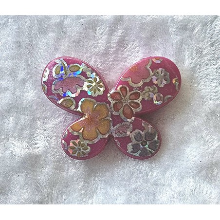 Kunststoff Perle Schmetterling pink/glitzer