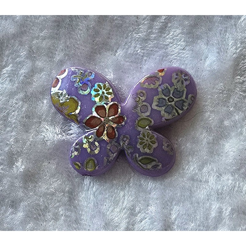 Kunststoff Perle Schmetterling lila/glitzer