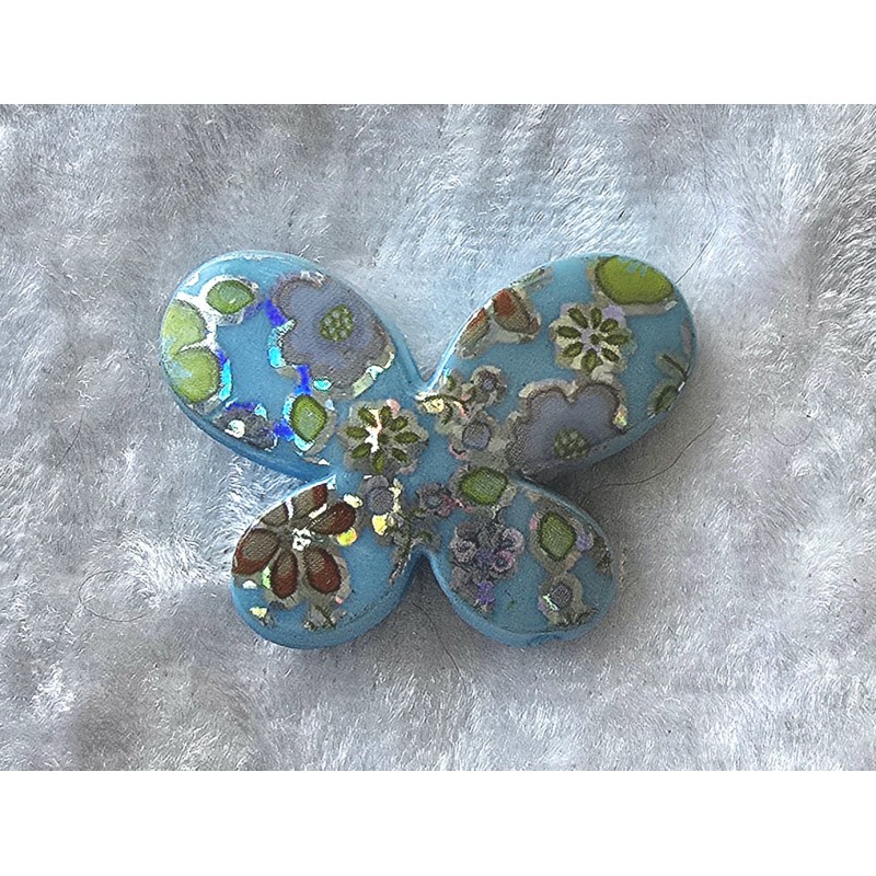 Kunststoff Perle Schmetterling hellblau/glitzer