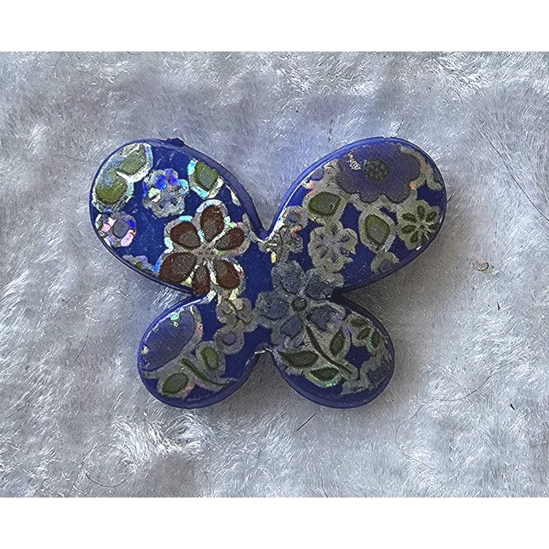 Kunststoff Perle Schmetterling blau/glitzer