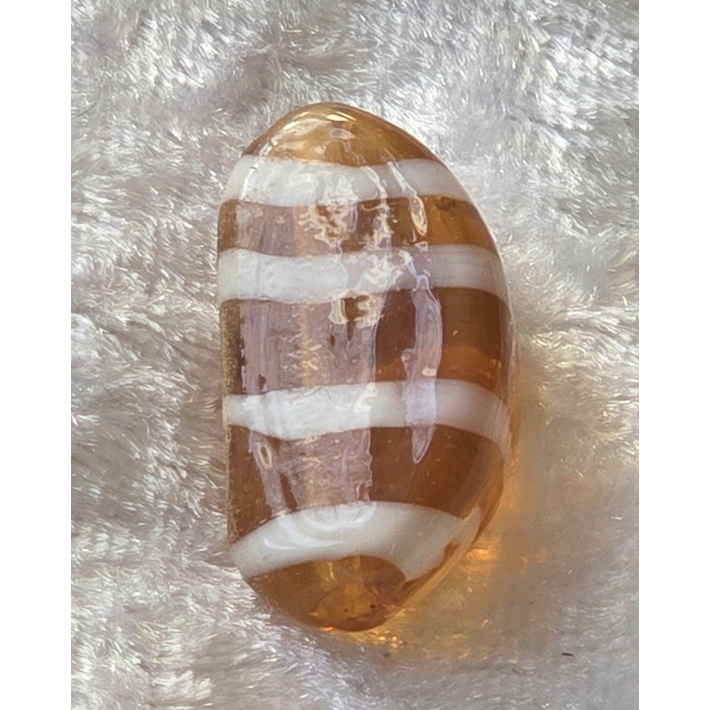 Glas Perle Nugget weiss/orange