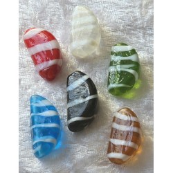 Glas Perle Nugget weiss/rot