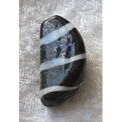 Glas Perle Nugget weiss/schwarz