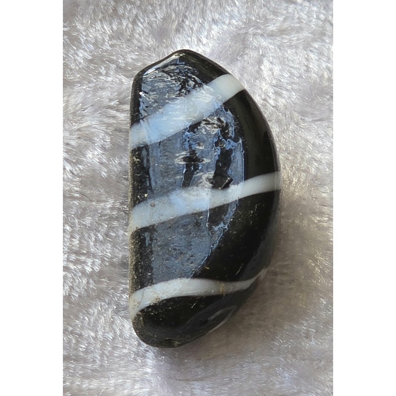 Glas Perle Nugget weiss/schwarz
