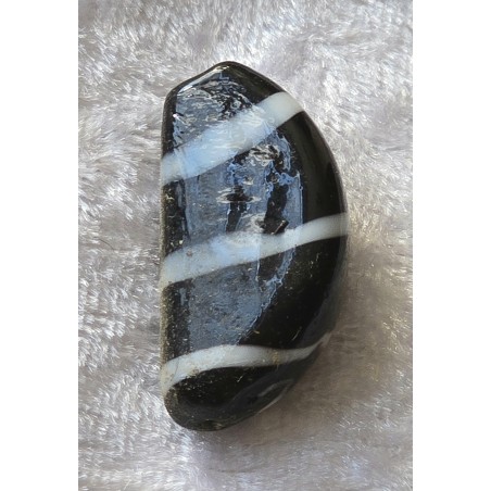 Glas Perle Nugget weiss/schwarz