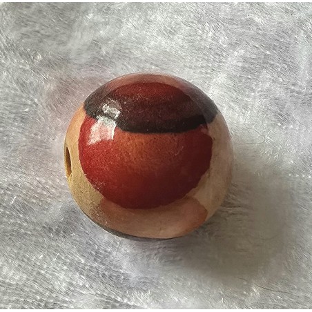 Holz Perle rund orange/rot/weinrot