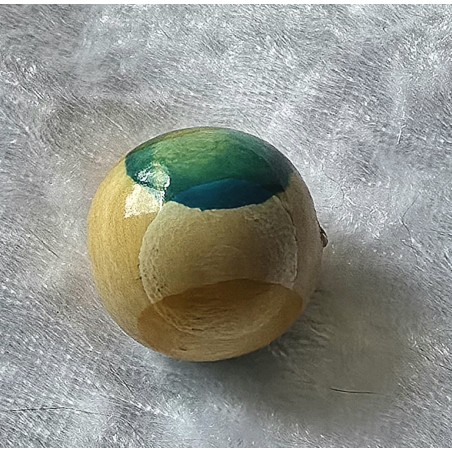 Holz Perle rund natur/gelb/türkis