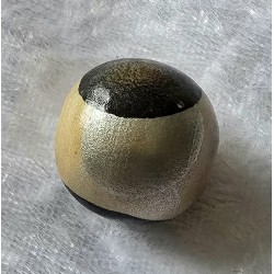 Holz Perle rund natur/silber/schwarz