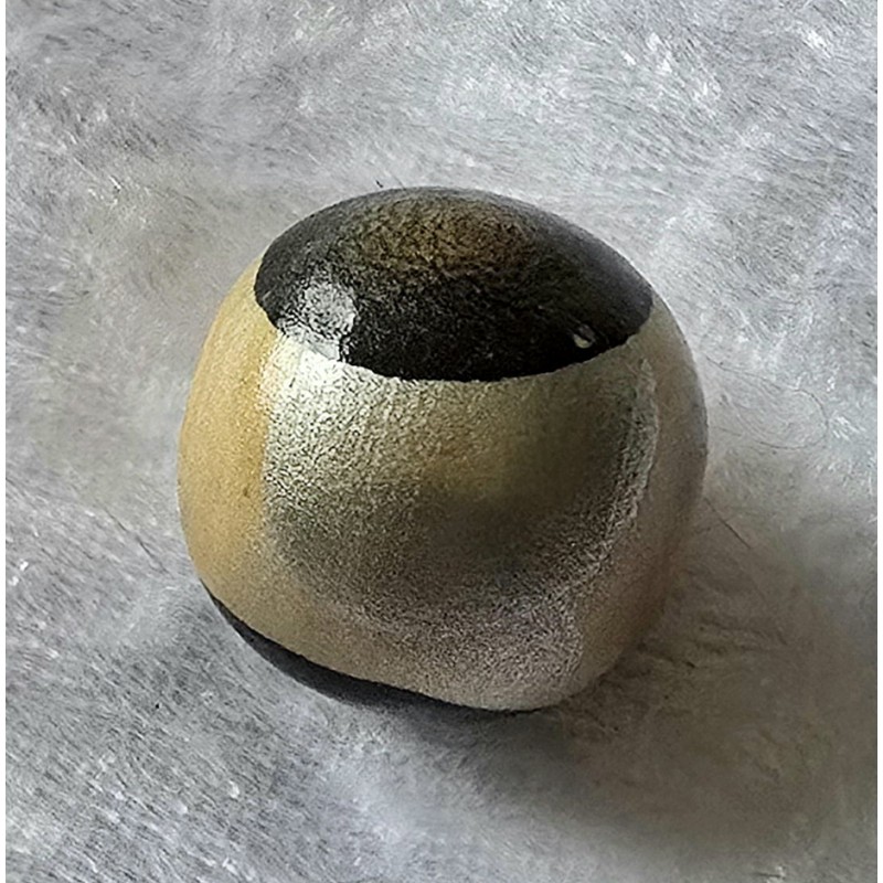 Holz Perle rund natur/silber/schwarz