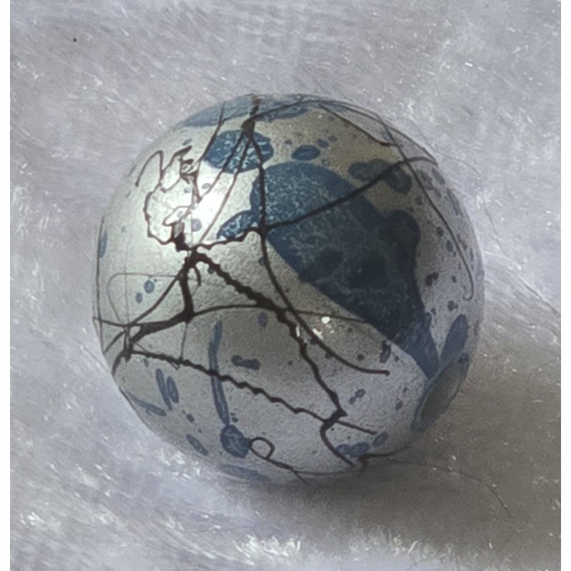 Kunststoff Perle silber/türkis
