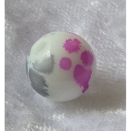 Kunststoff Perle weiss/grau/pink