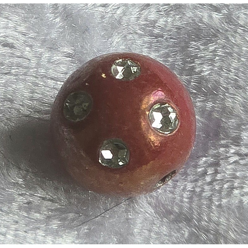 Kunststoff Strassperle mit Schimmer weinrot