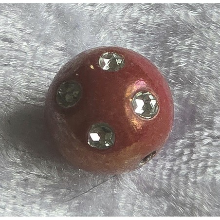 Kunststoff Strassperle mit Schimmer weinrot