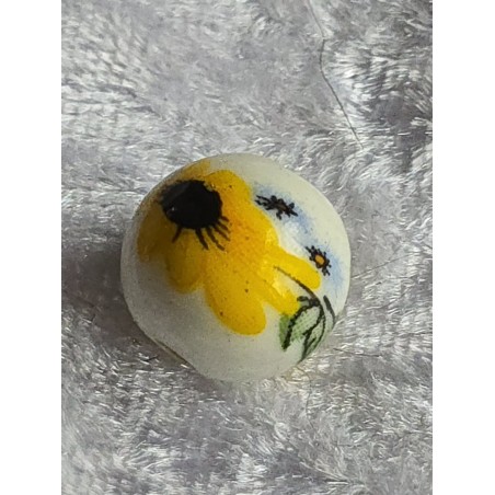Stein Perle weiss/gelb Sonnenblume