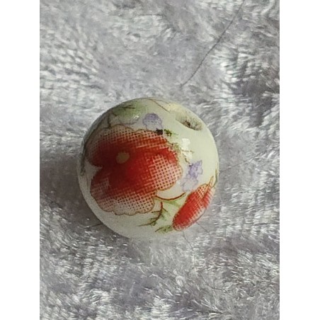 Stein Perle weiss/rot Mohnblume