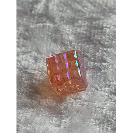 Kunststoff Würfel-Perle orange-rot-pink