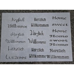 Schablone " Herzlich Willkommen, Home sweet Home "
