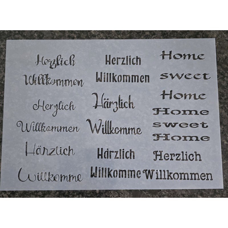 Schablone " Herzlich Willkommen, Home sweet Home "
