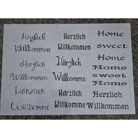 Schablone " Herzlich Willkommen, Home sweet Home "