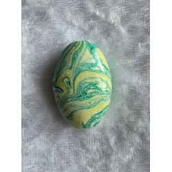 Kunststoff Perle oval mint/gelb