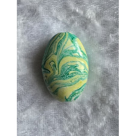 Kunststoff Perle oval mint/gelb