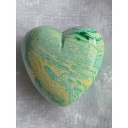 Kunststoff Perle Herz mint/gelb