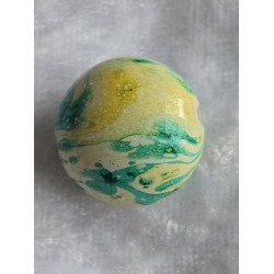 Kunststoff Perle rund mint/gelb